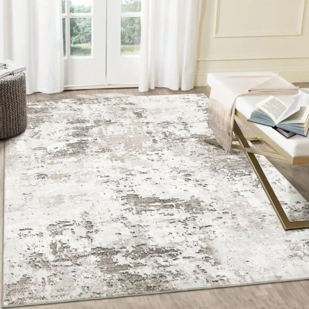 New 8x10 Washable Modern Abstract Rug Ultra Soft Faux Wool, Non-Slip Accent Rug
